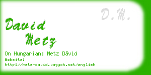 david metz business card